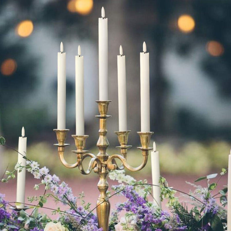 DRomance White Flameless Taper Candles Battery Operated with 6H Timer, Real Wax 3D Wick Flickering LED Taper Candles Dinner Wedding Holiday Decor(6 Pack, 0.78 x 9.64 Inches) - Image 5